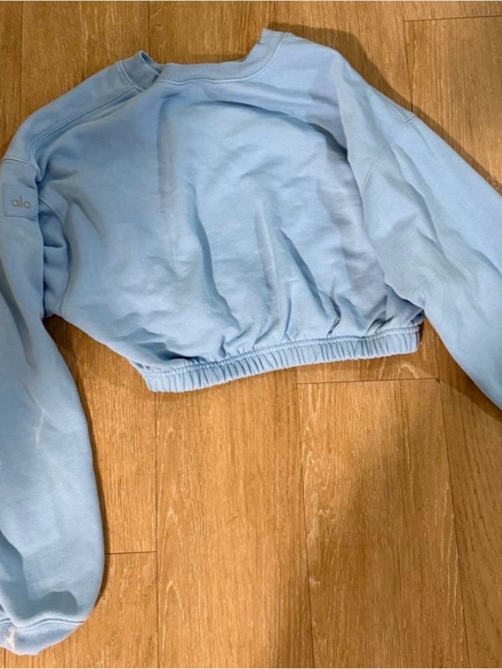 Alo Light Blue Cropped Sweatshirt
